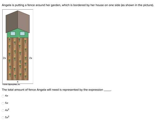 Angela is putting a fence around her garden, which is bordered by her house on one side (as shown in