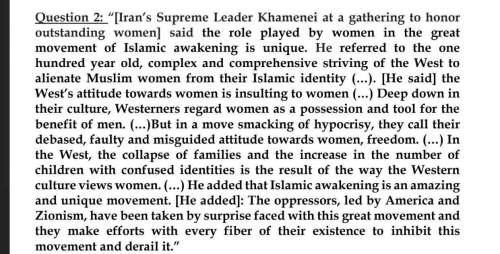 What does this paragraph mean? question 2: “[iran’s supreme leader khamenei at a