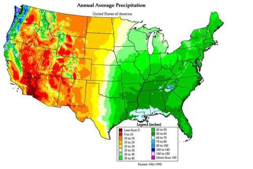 Based on the map, which region of the united states has the wettest climate?  a) northea