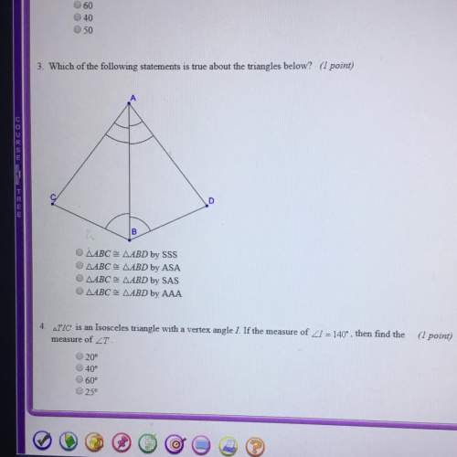 3. which of the following statements is true about the triangles below?  abc abd by sss