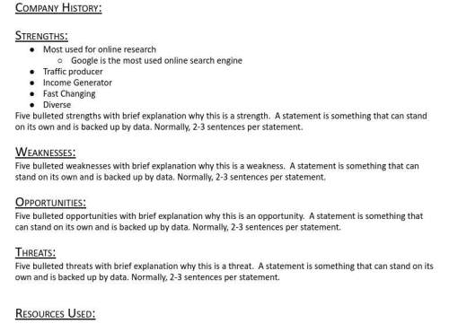 Google swot analysis need to be done asap,  100 points