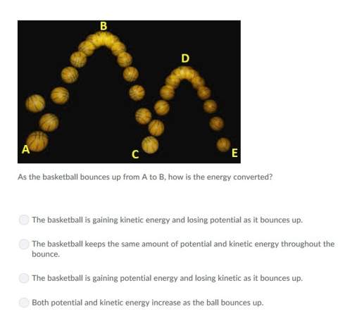 Correct answer only ! as the basketball bounces up from a to b, how is the energy