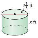 The value of the surface area of the cylinder is equal to the value of the volume of the cylinder. f