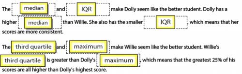 Dolly and Willie's scores are shown. Dolly claims that she is the better student, but Willie

claims
