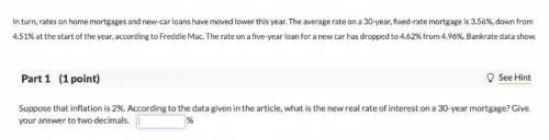 Suppose that inflation is 2%. According to the data given in the article, what is the new real rate