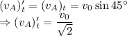 (v_A)_t'=(v_A)_t=v_0\sin45^{\circ}\\\Rightarrow (v_A)_t'=\dfrac{v_0}{\sqrt{2}}