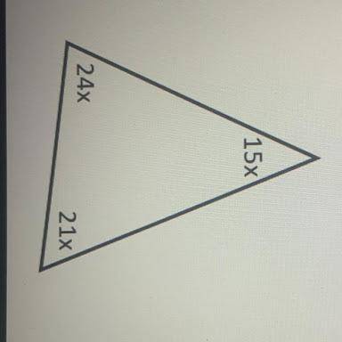 Find the measure of the largest angle in the triangle

shown.
15x
24x
21x