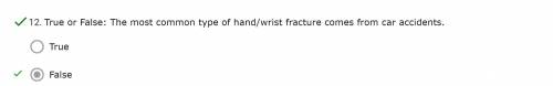 The most common type of hand/wrist fracture occurs from car accidents.

OA.
True
OB.
False