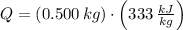 Q = (0.500\,kg)\cdot \left(333\,\frac{kJ}{kg} \right)