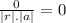 \frac{0}{|r|.|a|} = 0