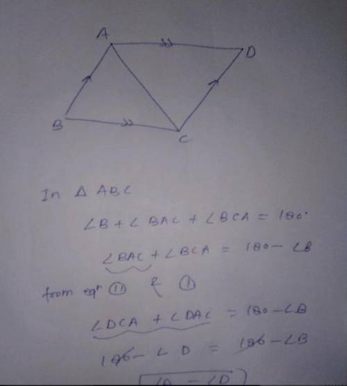 A, B, C, and D are the four angles of a parallelogram. a.Show that angle A = angle C

b.Show that an