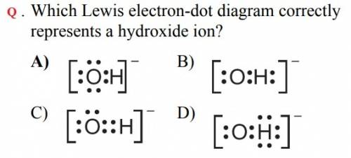 Which lewis electron-dot diagram correctly represents a hydroxide ion