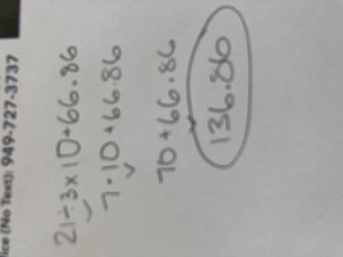 Please help what is 21 divided by 3 x 10 + 66.86 SIMPLIFIED please and thank you