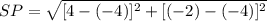 SP = \sqrt{[4-(-4)]^{2}+[(-2)-(-4)]^{2}}