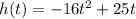 h(t) = -16t^2 + 25t