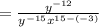 =\frac{y^{-12}}{y^{-15}x^{15-\left(-3\right)}}