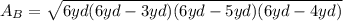 A_{B}= \sqrt{6yd(6yd-3yd)(6yd-5yd)(6yd-4yd)} 