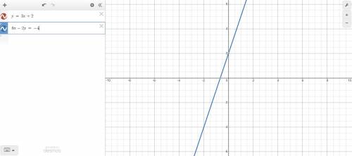 Quickkk please solve each system by graphing I just need the work not the graph

y = 3x + 2
6x - 2y