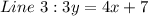 Line\ 3: 3y = 4x + 7