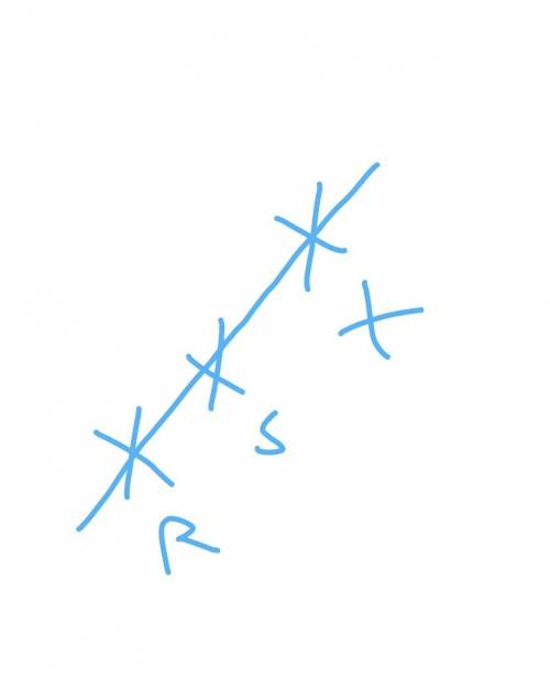 Draw a set of collinear points r,s and t