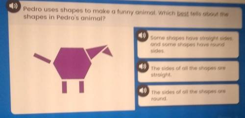 Pedro uses shapes to make a funny animal. Which best tells about the

shapes in Pedro's animal?