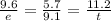 \frac{9.6}{e}=\frac{5.7}{9.1}=\frac{11.2}{t}