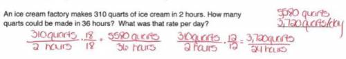 An ice cream factory makes 330 quarts of ice cream in 5 hours. How many quarts could be made in 36 h