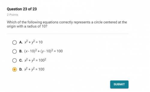 Which of the following equations correctly represents a circle centered at the origin with a radius 
