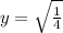 y=\sqrt{\frac{1}{4} }