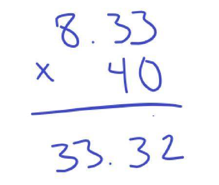 How do I multiply decimals with whole numbers? 
EX: 8.33x40=