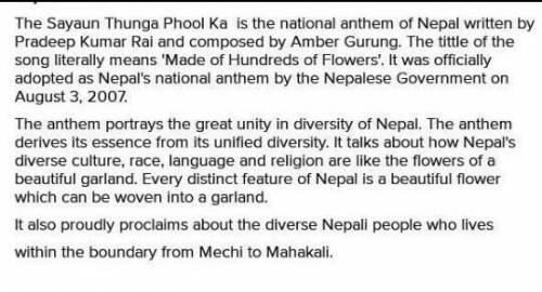 How has the national Anthem of Nepal made an effort to bring unity in diverdity? Write