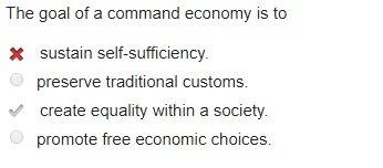The goal of a command economy is to sustain self-sufficiency. preserve traditional customs. create e