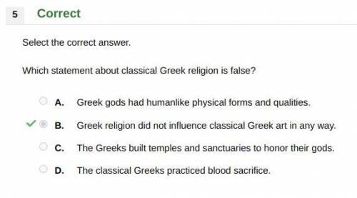 Which statement about classical Greek religion is false?
