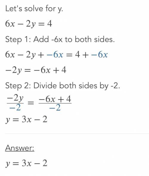 6x-2y=4I need to solve the question and then graph it. Help?