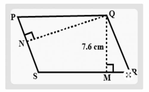 PQRS is parallelogram,QM is the height of Q to SR and ON is the height from Q to PS.It SR =12 cm and