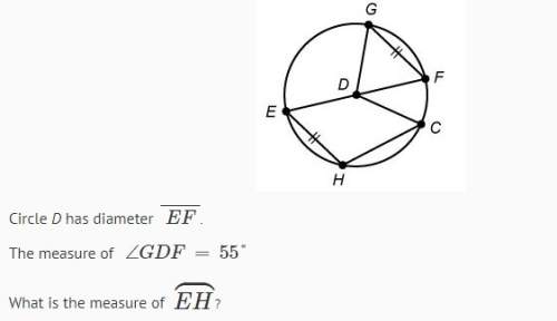Plz  circle d has diameter ef.  the measure of ∠gdf = 55° what is the