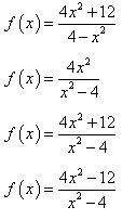 Find an expression for a rational function f(x) that satisfies the conditions: a horizontal asympto