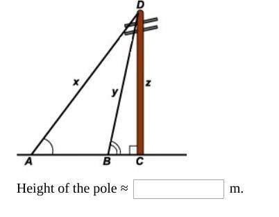100 +  two wires support a pole. the wire at point a forms an angle of 54° with the ground an