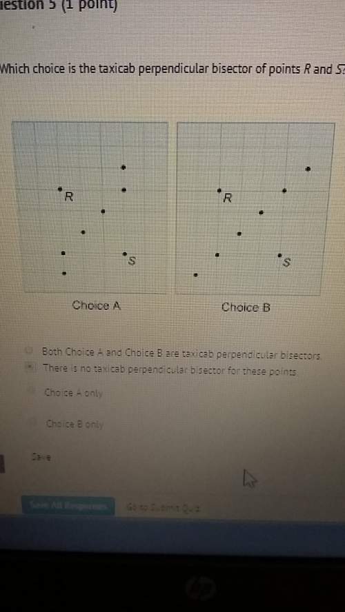 Which choice is the taxicab perpendicular bisector of points r and s  a. both choice a and cho