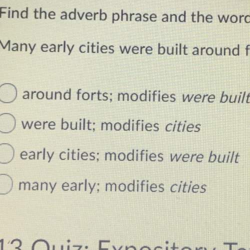 Find the adverb phrase and the word(s) it modifies in the sentence. many early cities were bui