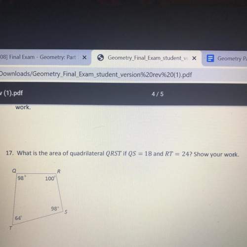17. what is the area of quadrilateral qrst if qs = 18 and rt = 24? show your work.