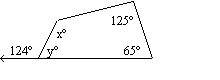 Find the missing angle measures. the diagram is not to scale. a. x = 124, y