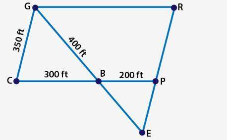 Part c: find the distance from b to e and from p to e. show your work. (4 points)