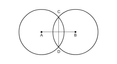 Circle a and circle b are congruent. cd is a chord of both circles. if cd = 16 cm and the radius is