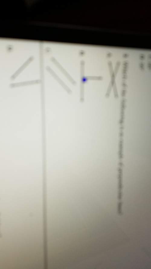 Which of the following is an example of perpendicular lines? i'm thinking it's b, but not sure
