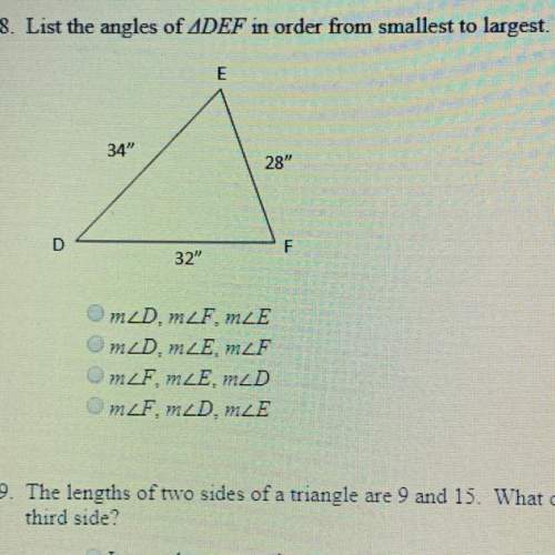 List the angles of def in order from smallest to largest. m m m