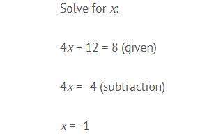 What is the reason for the last step in the argument?  a) division  b) addition  c