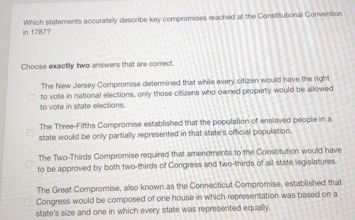 Which statements accurately describe key compromises reached at the constitutional convention
