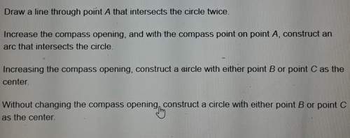 Marquez is constructing a regular hexagon inscribed in a circle. he begins by drawing a line and