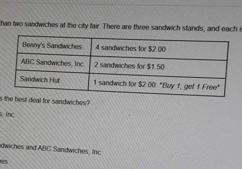 Phil wants to buy more than two sandwiches at the city fair. there are three sandwich stands, and ea